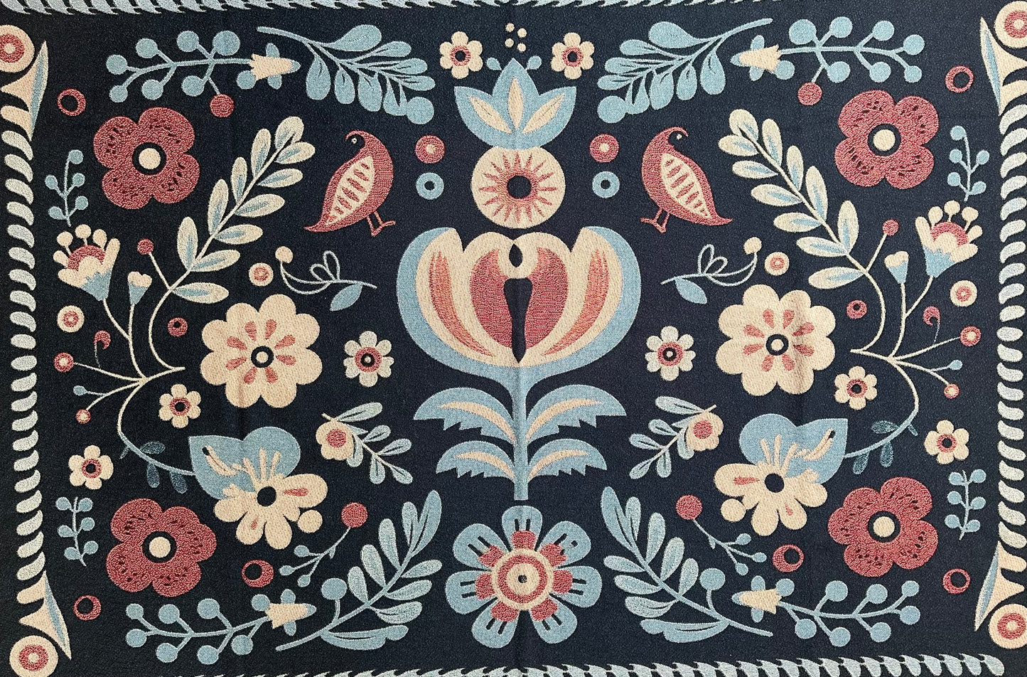 Dark Blue Floral Blanket